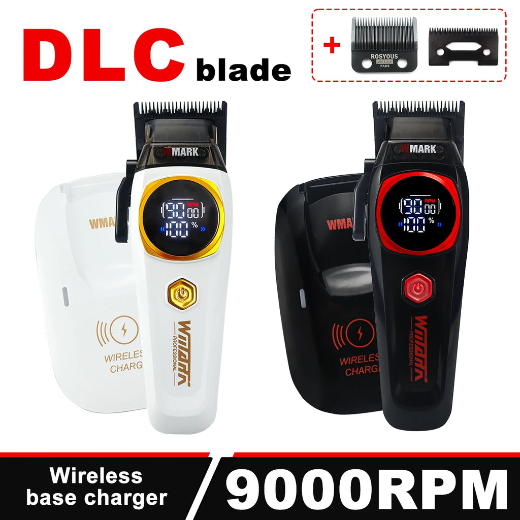 WMARK NG-8004 Men's Hair Clipper DLC Blade 9000RPM Brushless Motor Wireless Base Charger Professional Hair Cutting Machine