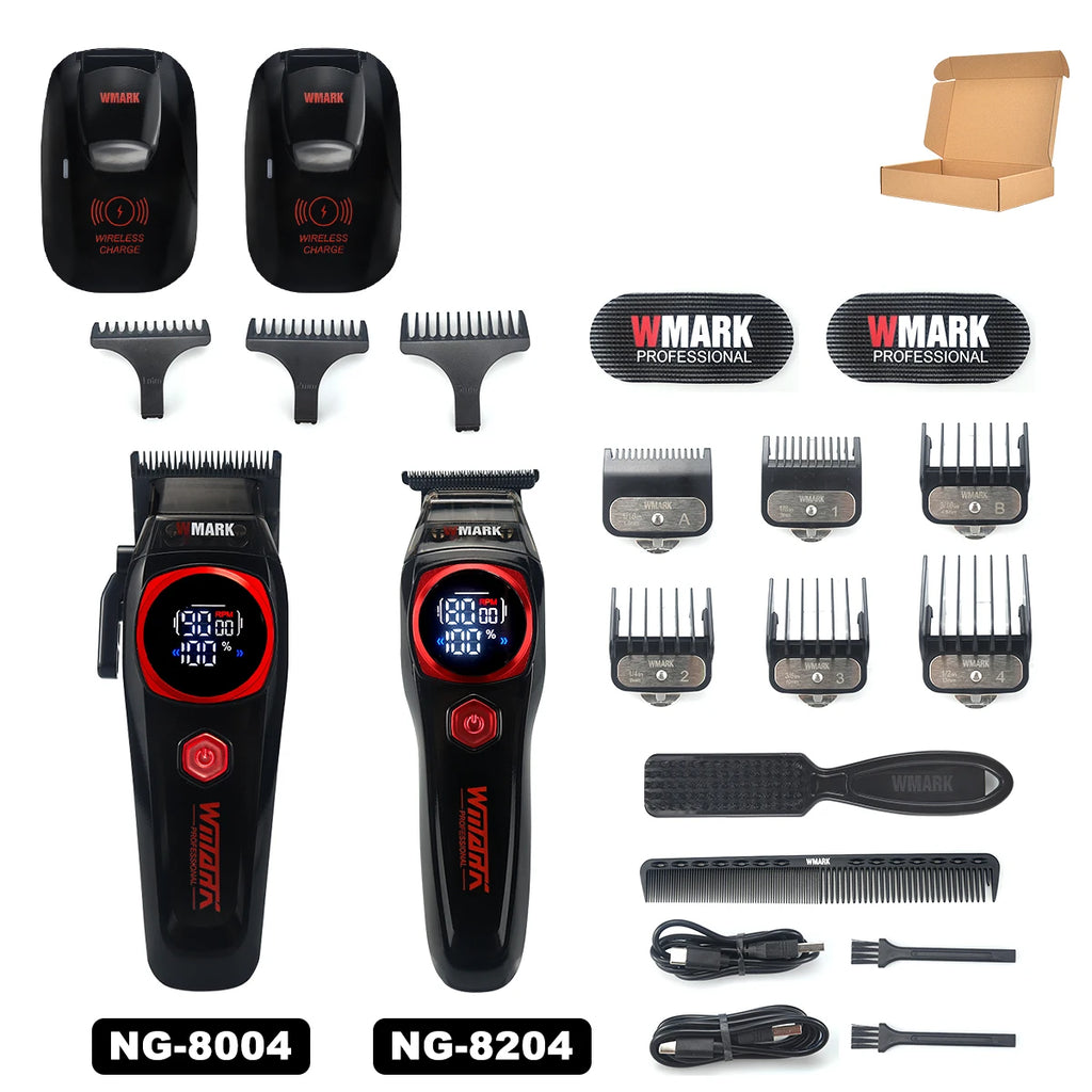 WMARK NG-8004 Men's Hair Clipper DLC Blade 9000RPM Brushless Motor Wireless Base Charger Professional Hair Cutting Machine