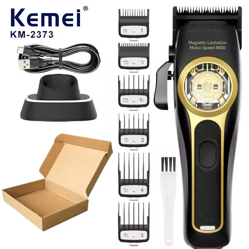 Kemei 2373 Barber Fade Hair Clippers Professional Cordless Hair Trimmer Electric Men Hair Cutting Machine Magnetic Motor 8800RPM