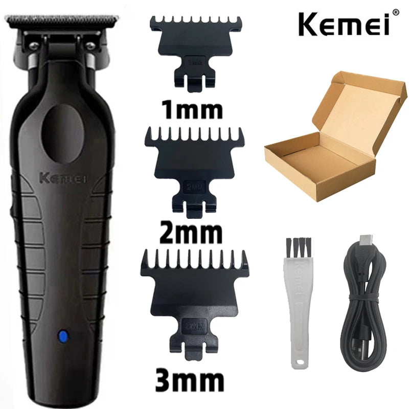 Kemei 2299 Barber Cordless Hair Trimmer 0mm Zero Gapped Carving Clipper  Professional Electric Finish Cutting Machine