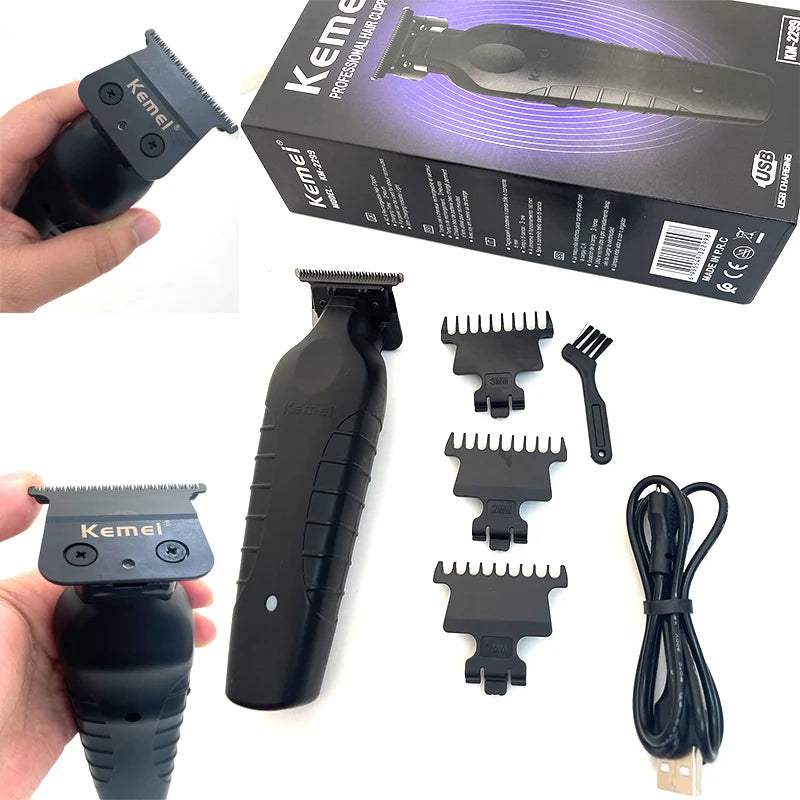 Kemei 2299 Barber Cordless Hair Trimmer 0mm Zero Gapped Carving Clipper  Professional Electric Finish Cutting Machine