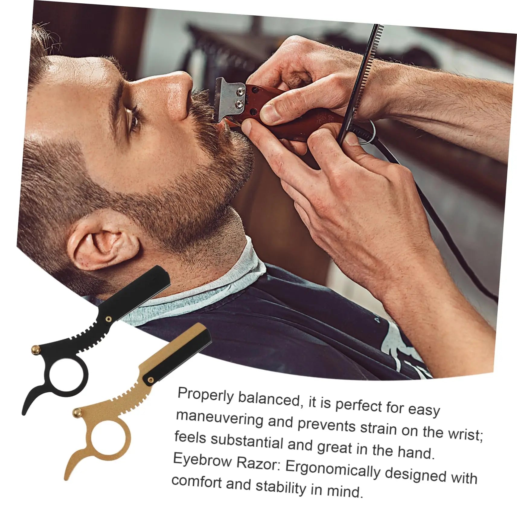 2pcs Professional Straight Edge Razor Beard & Eyebrow Trimming Blade, Barber Shaving Tool for Haircut Depilation Hairdresser