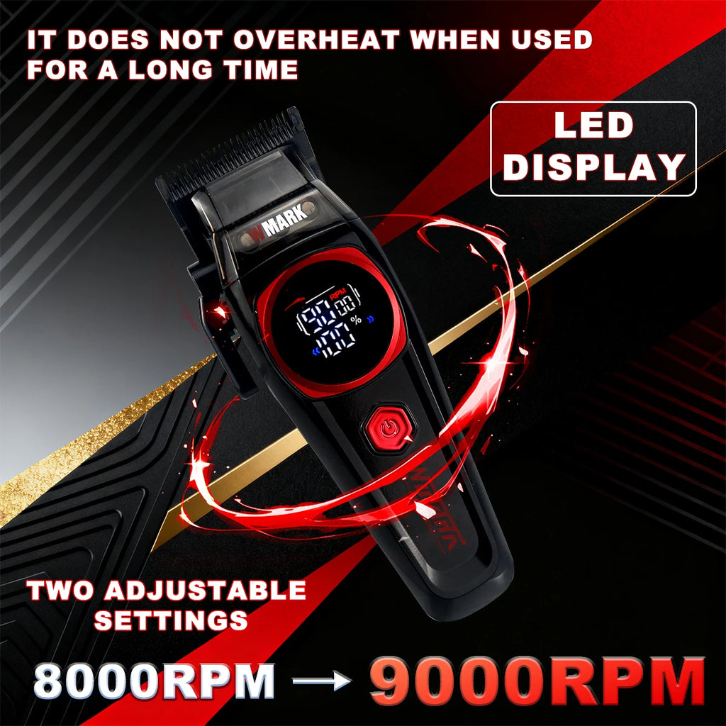 WMARK NG-8004 Men's Hair Clipper DLC Blade 9000RPM Brushless Motor Wireless Base Charger Professional Hair Cutting Machine