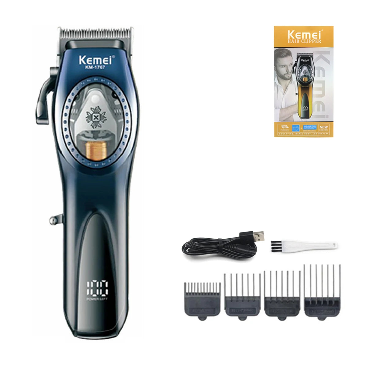 Kemei Hair Clipper Professional Haircut Machine 9000 RPM Magnet Motor Electric Trimmer Barber Shop Hair Cutting Machine KM-1767