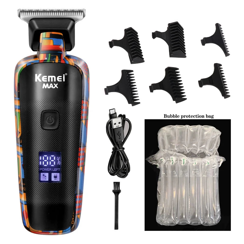 Kemei Hair Trimmer Men Professional Hair Clipper Electric Beard Razor 0mm T-blade Hair Cutting Machine Haircut Shaver KM-MAX5090