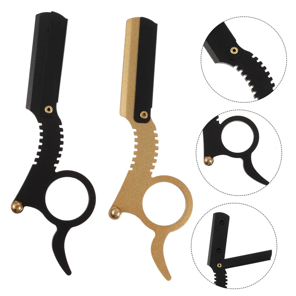 2pcs Professional Straight Edge Razor Beard & Eyebrow Trimming Blade, Barber Shaving Tool for Haircut Depilation Hairdresser