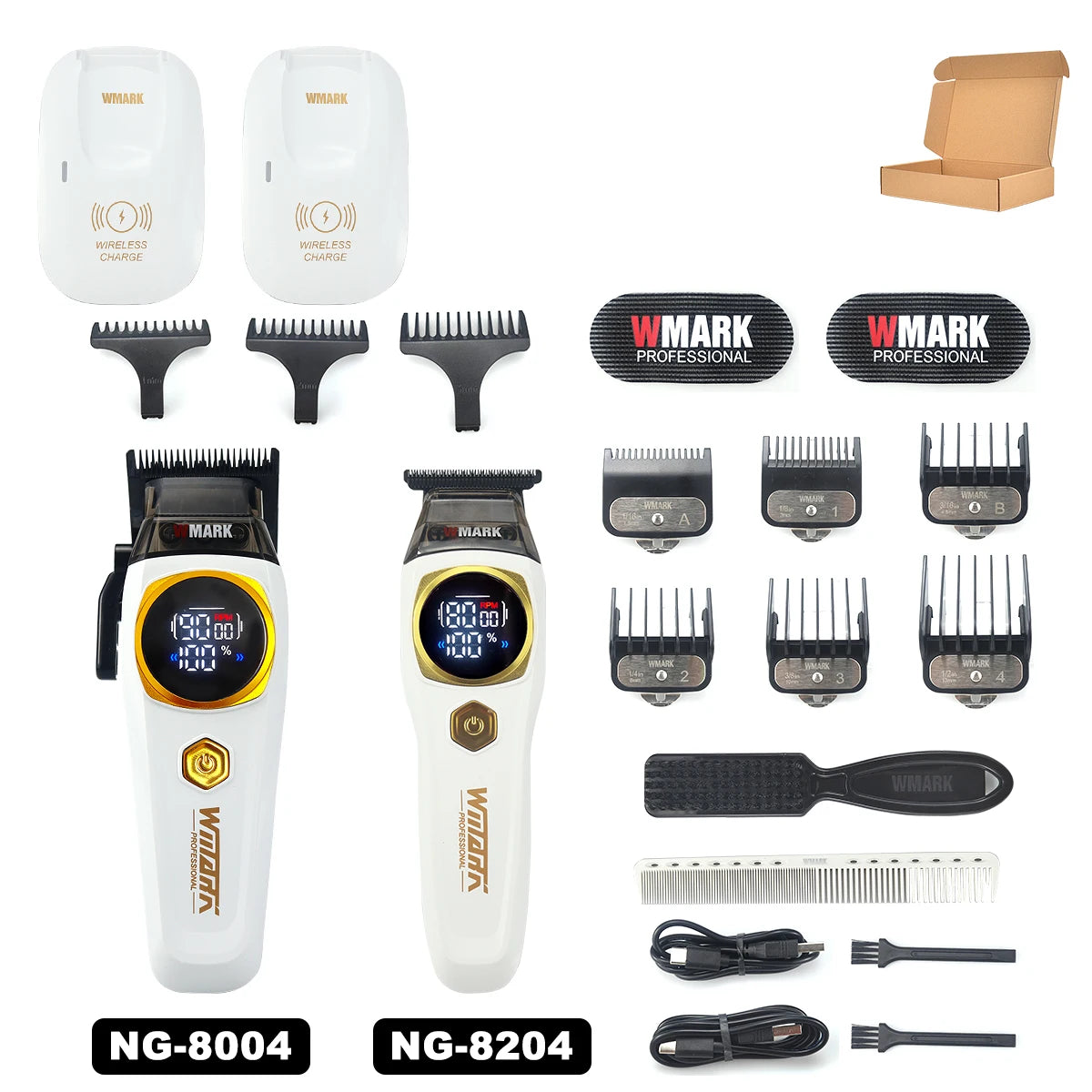 WMARK NG-8004 Men's Hair Clipper DLC Blade 9000RPM Brushless Motor Wireless Base Charger Professional Hair Cutting Machine